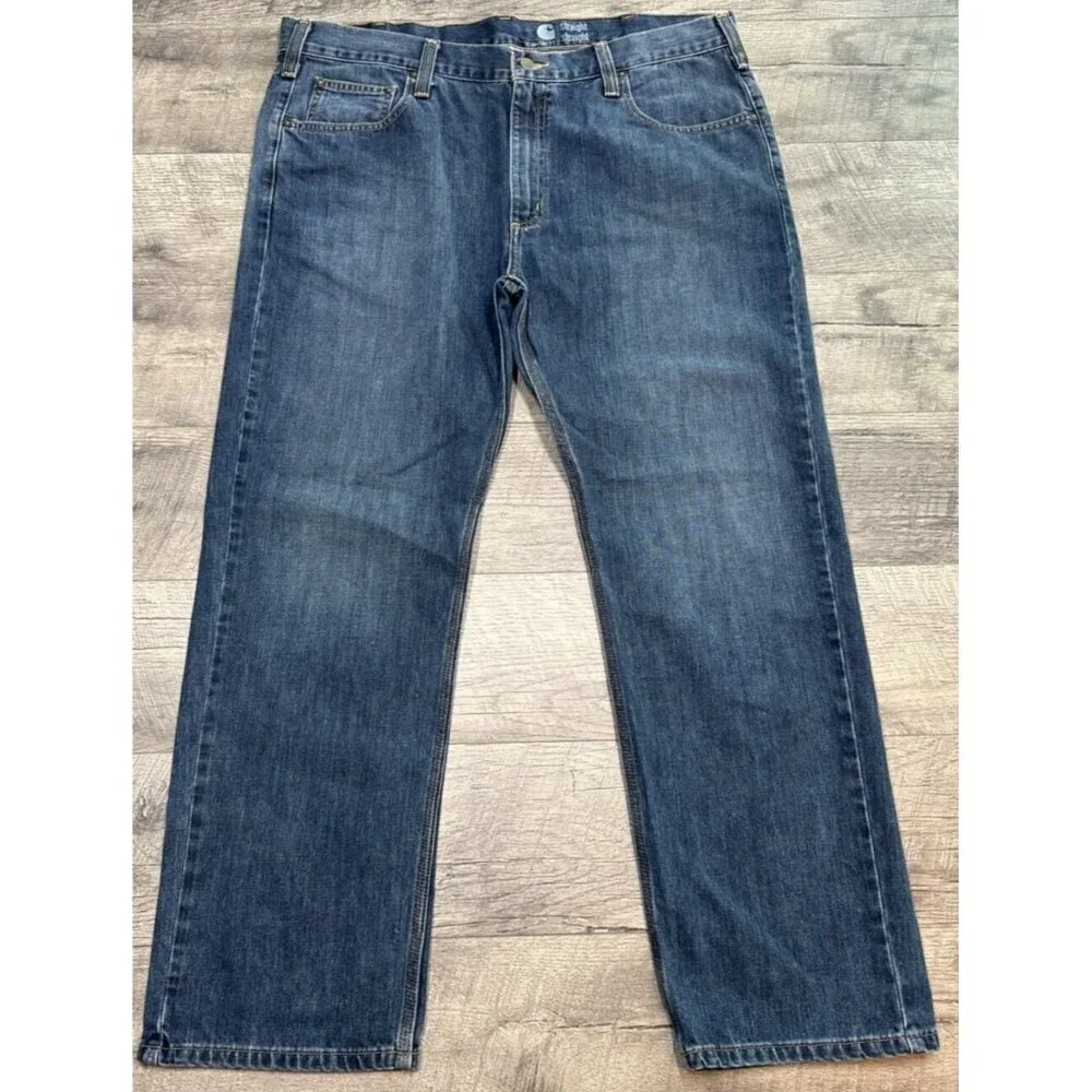 Carhartt Jeans Mens 40 Blue Denim Straight Fit Relaxed Work Pants‎ 40x30